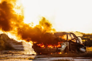 That vehicle burst into flames at the junction of 36th Street and John Barrow Road